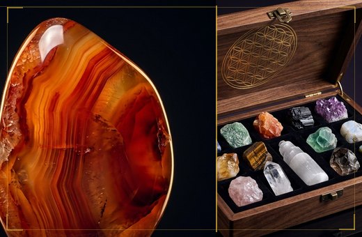 Sacral themed orange stone sets
