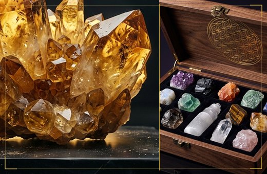 Solar plexus themed golden stone sets